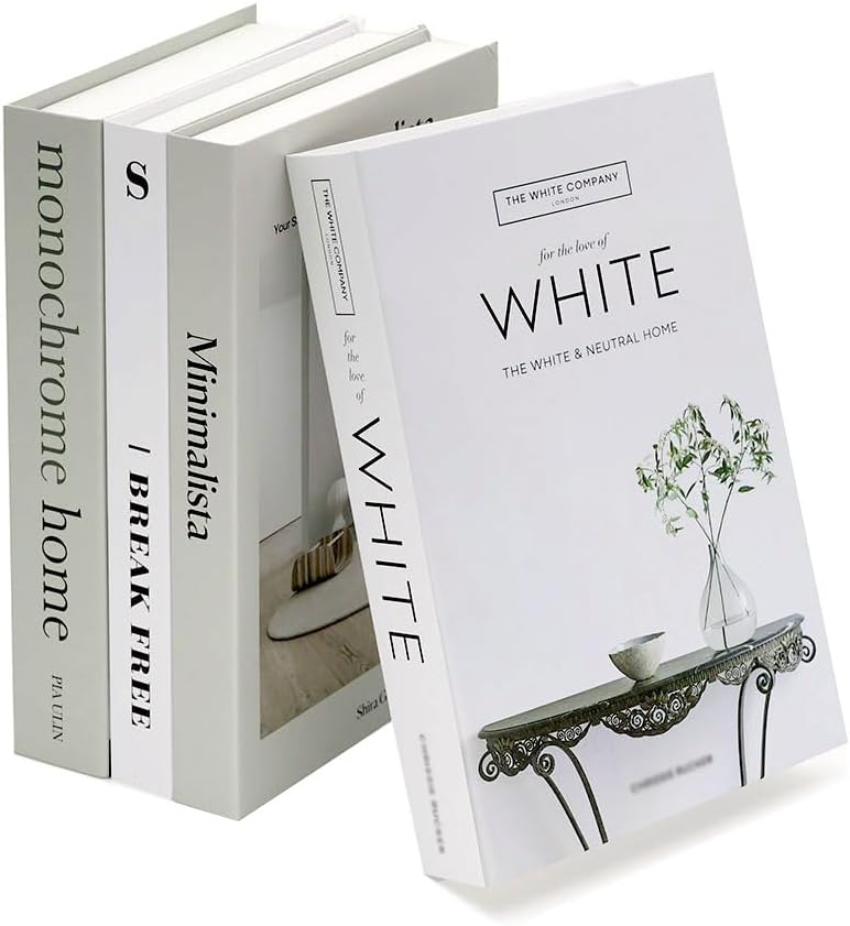 Azonee Decorative Fake Books, 4 Pcs Faux Books for Home Decoration, Coffee Table Decor, Non-Functional, Cannot Be Opened or Used for Storage