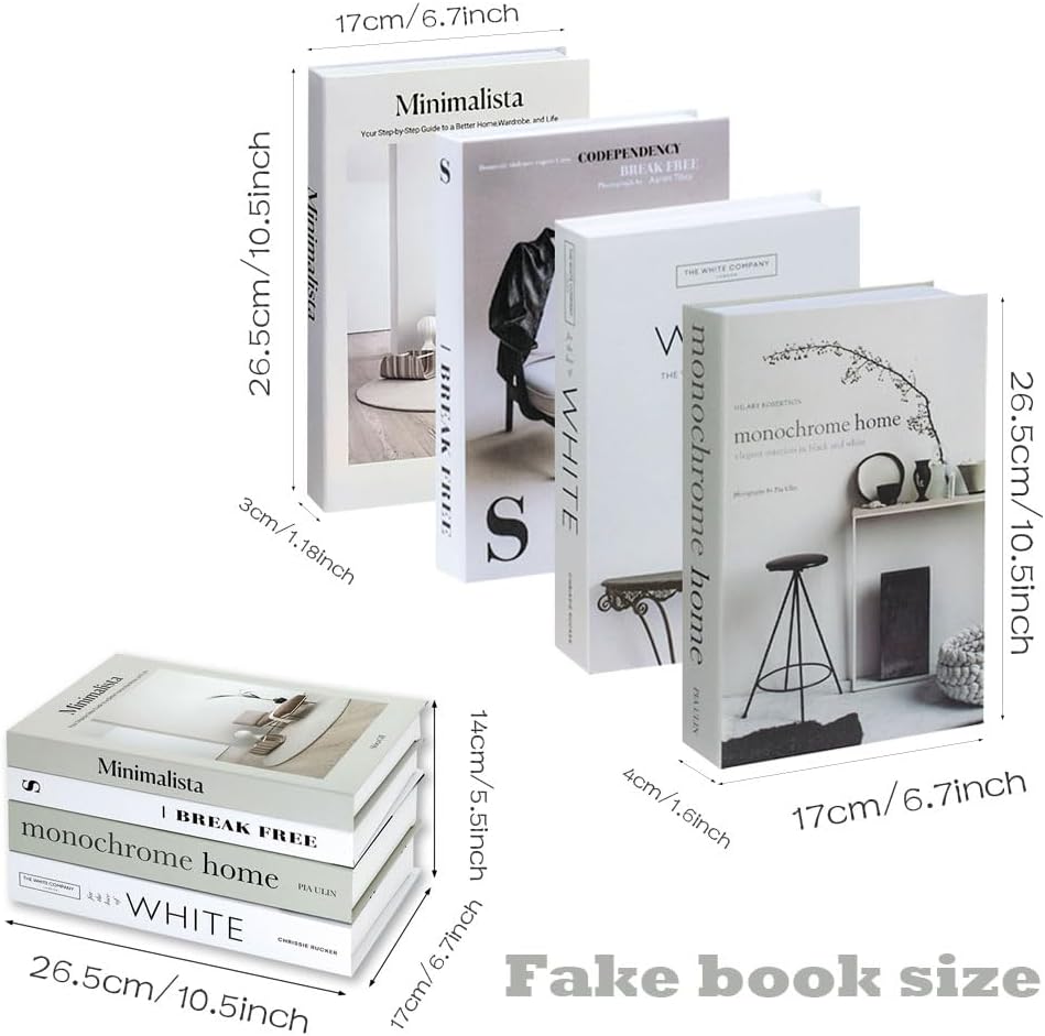 Azonee Decorative Fake Books, 4 Pcs Faux Books for Home Decoration, Coffee Table Decor, Non-Functional, Cannot Be Opened or Used for Storage - Image 7