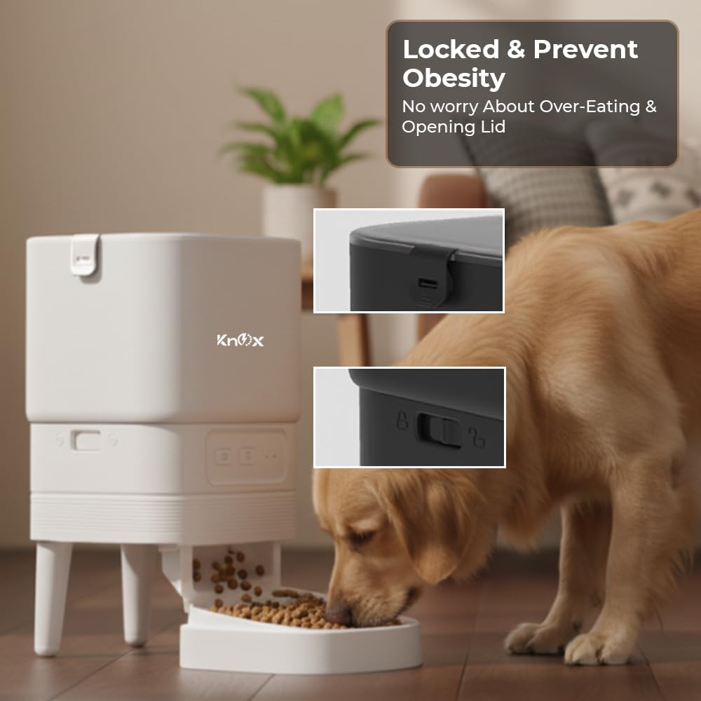 Knox 4L Automatic Pet Feeder for Cats & Dogs with WiFi Smart Control,Programmable Timer Alarm,Portion Control,Built-in Desiccant Box, Dual Power Supply Dry Food Dispenser with App Connectivity (White) - Image 6