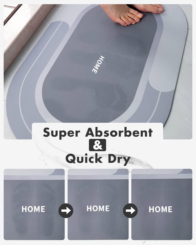 THMINS 80x50 cm Diatom Bath Mat, Anti Slip Bath Mat, Quick Drying, Super Absorbent, Easy Cleaning,Floor Mat, Door Mat,Used for Bathroom, Toilet, Kitchen Entrance… - Image 2