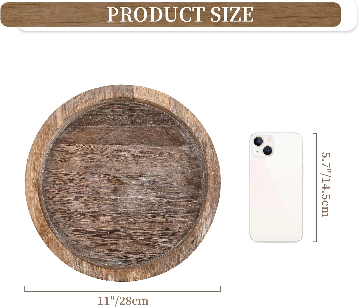 Hanobe Candle Plate Holder Tray: Round Wooden Decorative Candle Plate Small Farmhouse Table Centerpiece Rustic Wood Tealight Pillar Trays for Christmas Wedding Halloween Home Decor - Image 5