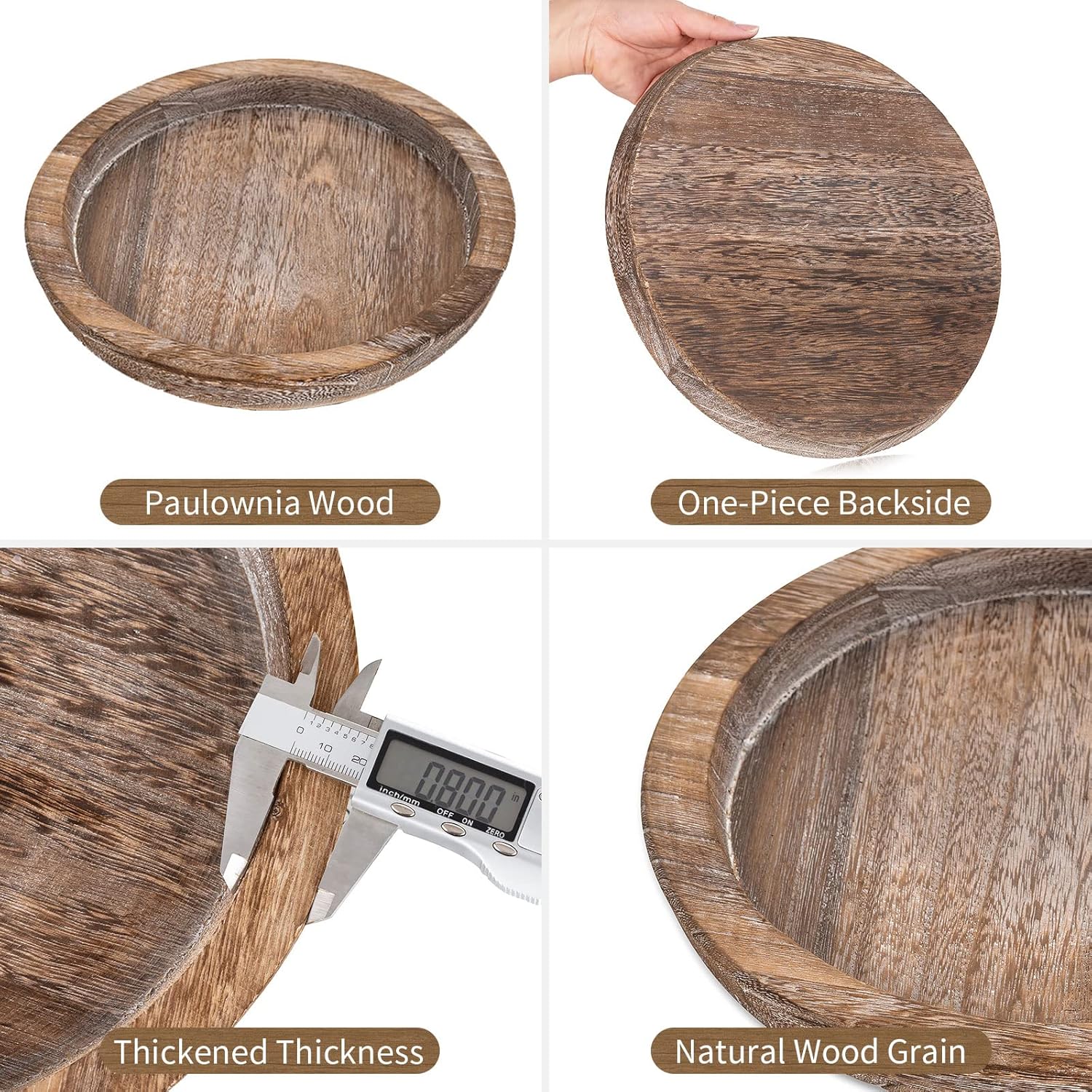 Hanobe Candle Plate Holder Tray: Round Wooden Decorative Candle Plate Small Farmhouse Table Centerpiece Rustic Wood Tealight Pillar Trays for Christmas Wedding Halloween Home Decor - Image 9