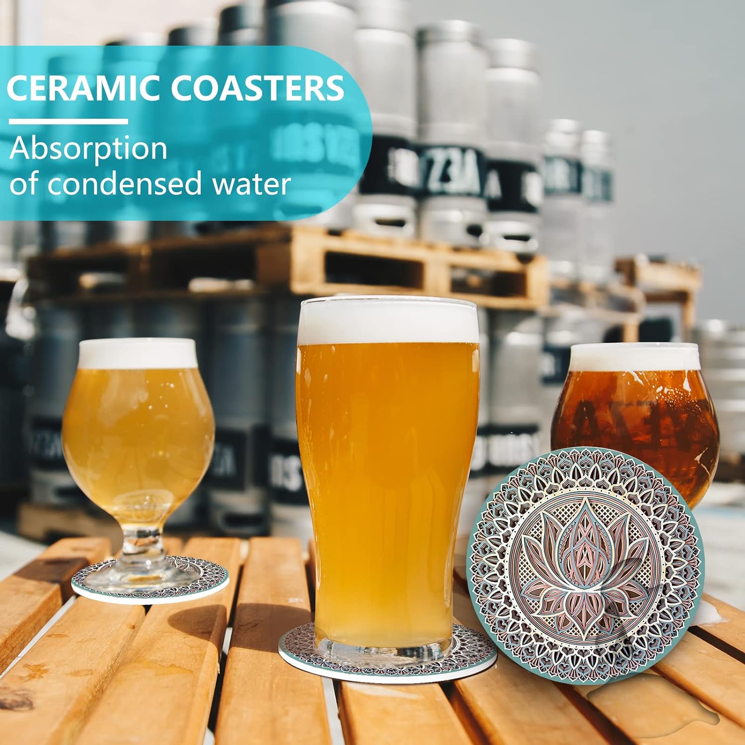 4PCS Mandala Coasters for Drinks, Ceramic Coasters Set Absorbent Coasters Stone Coasters Marble Art Coasters Cork Base Coasters Home Decor Coasters Mandala Table Coasters for Home Decor - Image 5