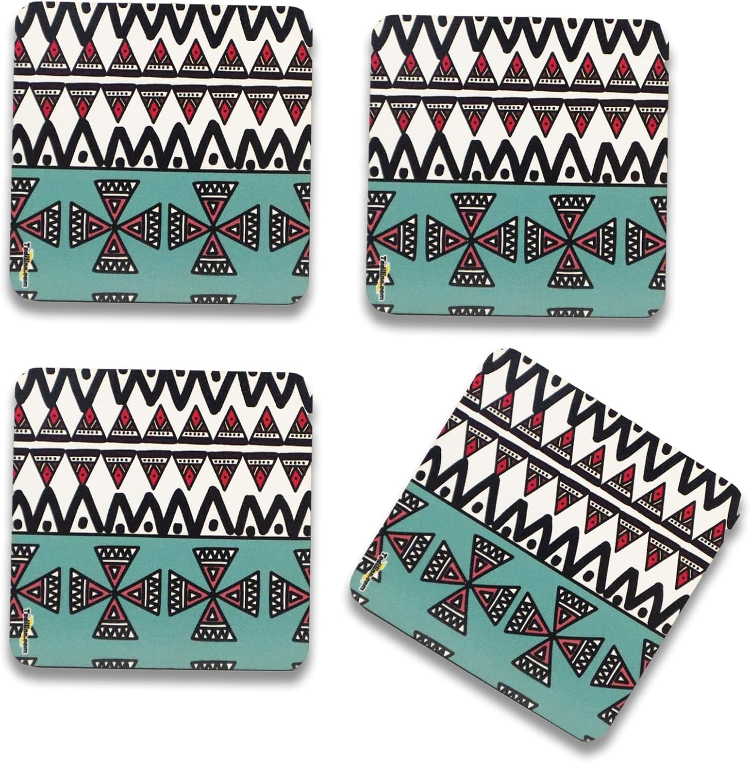 BRANDSFINITY-Tediline Coasters 4 Pack Square Medium Density Fibreboard Coaster Set (Pack of 4)