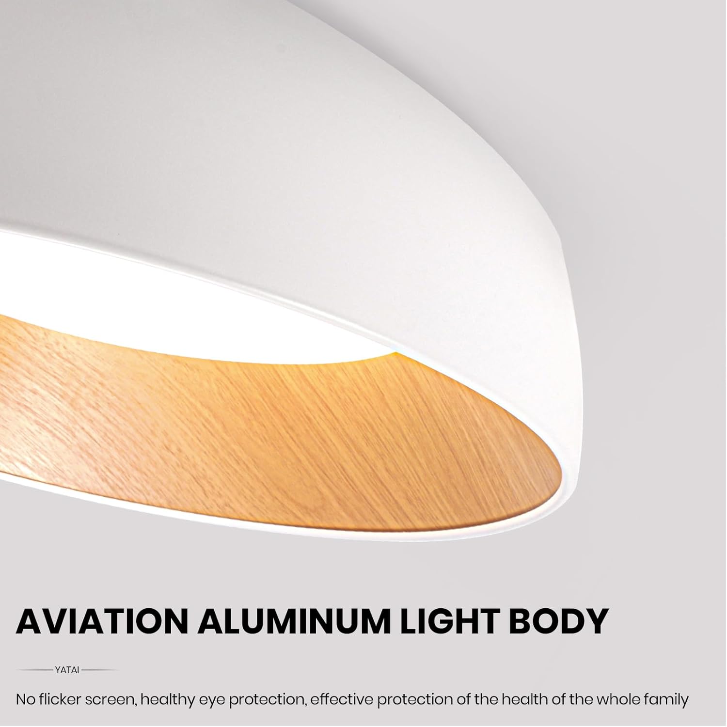 YATAI Modern White & Wood Round Dome LED Ceiling Light – 36W, Remote control Dimmable Lighting Fixture, Modern Lighting for Bedroom, Living, Dining Room,50cm - Image 6
