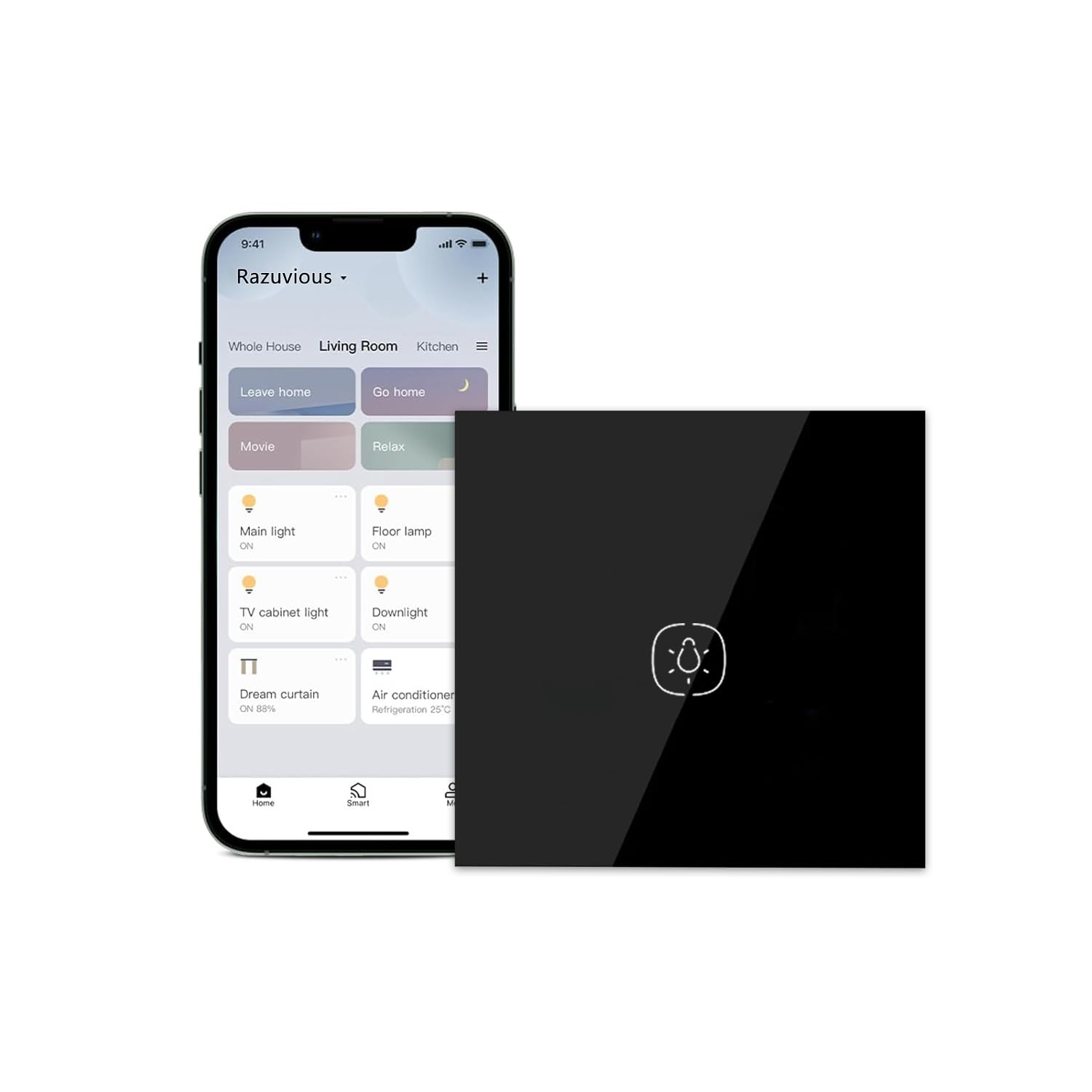 Matter Smart Light Switch, Smart WiFi Light Switches Compatible with Apple Home/Google Home/Alexa/Siri,2.4G Only, Neutral Wire Needed (1 Gang, Black)