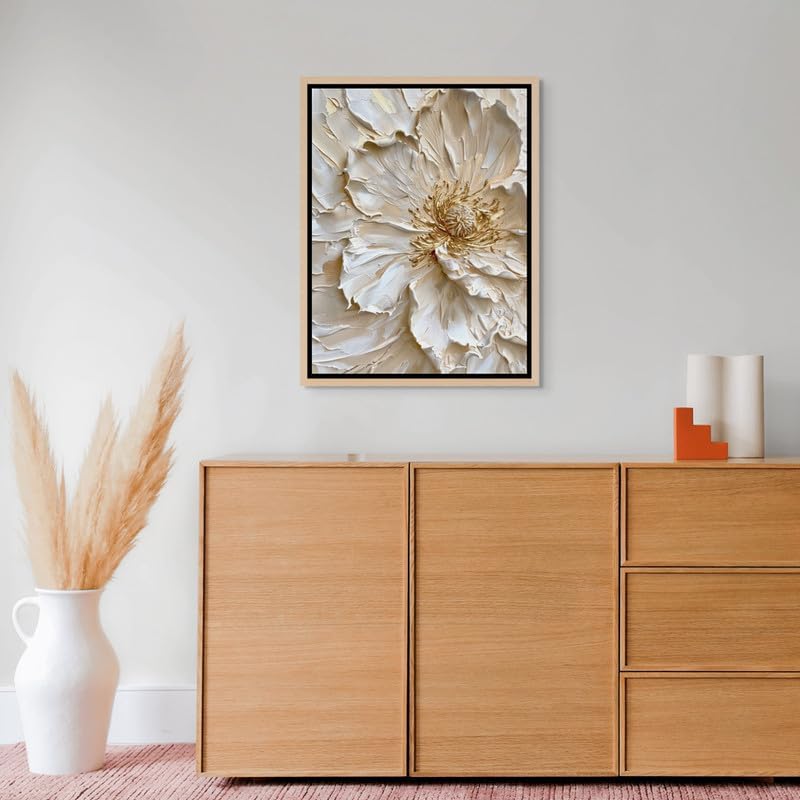 Art Decor Framed Canvas Wall Art of Modern Flower Artwork Abstract Botanical Floral Art Print Portrait Wall Décor for Living Room Bedroom Office Studio Home Décor and Gifting 45x60cm - Image 3
