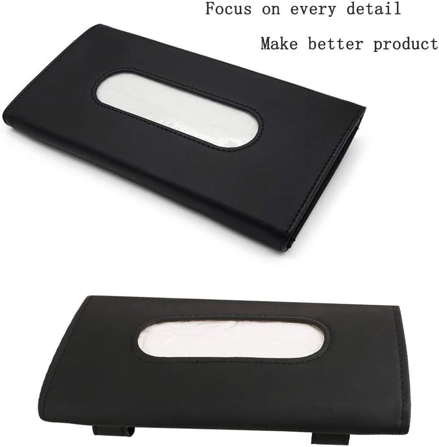 Carstuus Fredysu Leather Premium Napkin & Tissue Holder, For Backseat And Car Visor, Cartbox02B, Black - Image 4