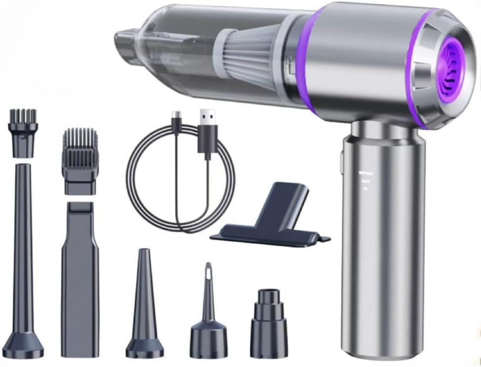 SKY-TOUCH Portable Handheld Cordless Vacuum Cleaner & Air Duster,16000PA Wireless Mini Vacuum Cleaner 4-in-1 Compressed Air Duster & Air Blower & Pump for Camping, Home, Car, Office, Pets -