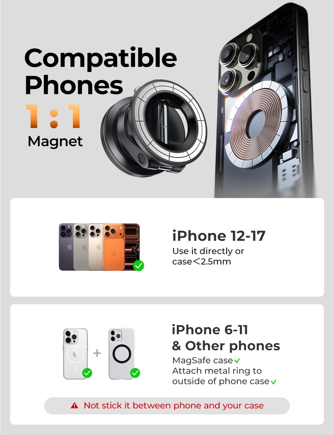 LISEN for 2026 Magsafe Car Mount, Suction Mobile Holder for Car, Car Phone Holder Magnetic, Gift for Men, Car Accessories Interior for iPhone 17 16 15 14 13 Pro Max حامل موبايل للسيارة - Image 7