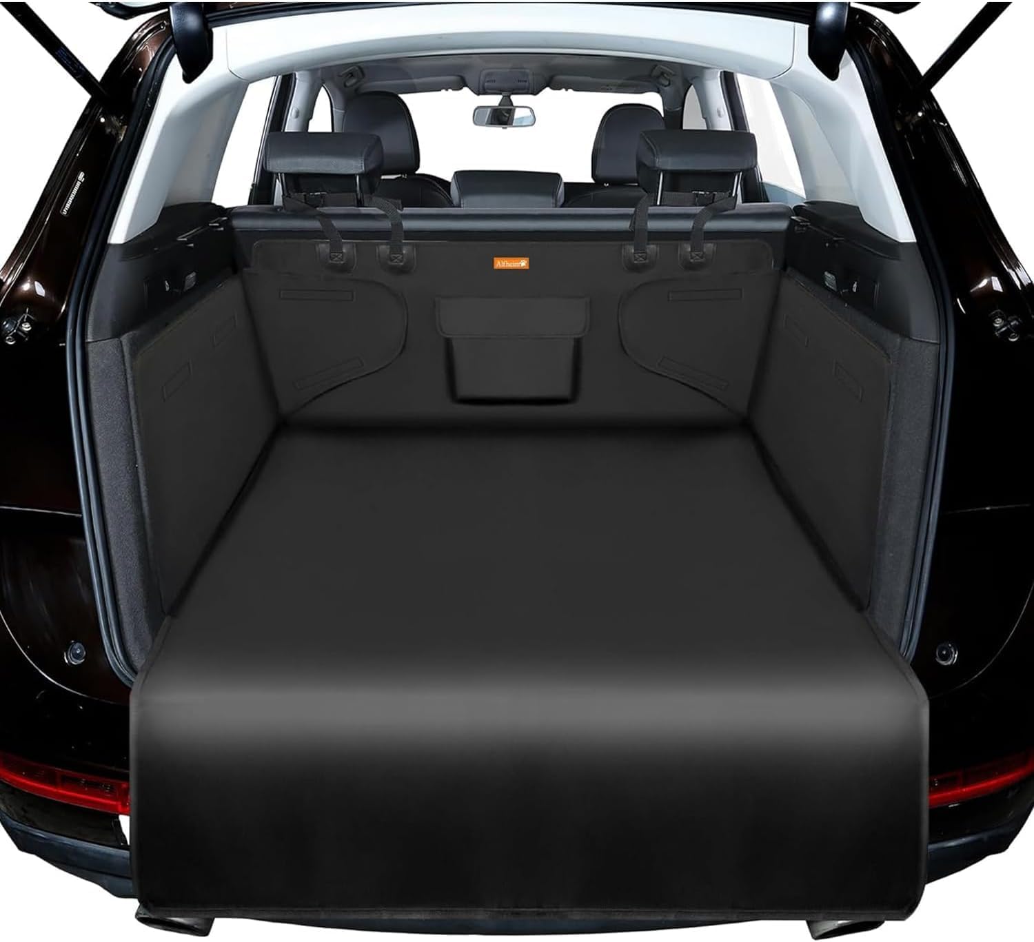 Alfheim Car Boot Liner Protector - Nonslip Waterproof Pet Dog Back Seat Cover - Durable Washable Cargo Cover Mat Travel, Universal for Medium Small Car Truck SUV (Black)