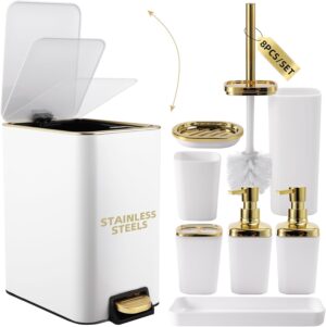 White Bathroom Accessories Set 8 Pi...