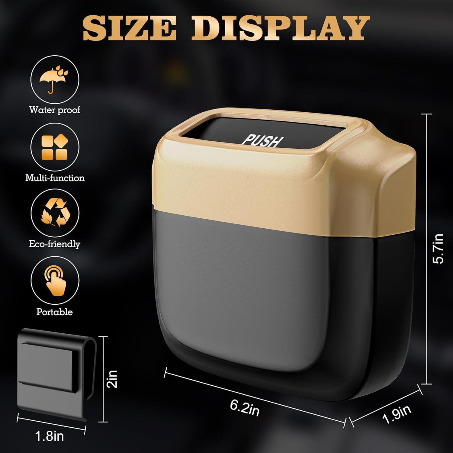 Azonee Car Trash Can with Lid, Built-in Storage Garbage Bag, Leakproof Vehicle Trash, Car Accessories for Interior, Mini Garbage Bin for Automotive Home Office Kitchen Bedroom with 30pcs Trash Bags - Image 7