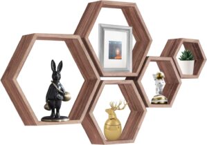 Hexagon Floating Shelves,Wall Mount...