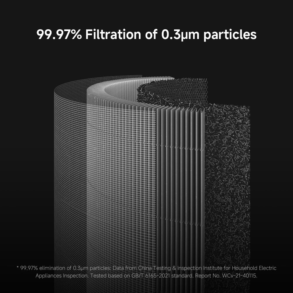 Xiaomi Smart Air Purifier 4 Lite with 75m² Coverage, App/Voice Control, Suitable For Large Room, 360 m³/h PCADR, Oled Touch Screen Display - Mi Home App, Works With Alexa - White - Image 4