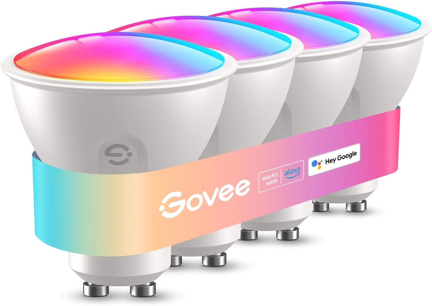 Govee Smart Bulb GU10 RGBWW, 400LM Dimmable Color Changing GU10 LED Light Bulbs Work with Alexa and Google Assistant, 56 Dynamic Scenes, 4 Pack