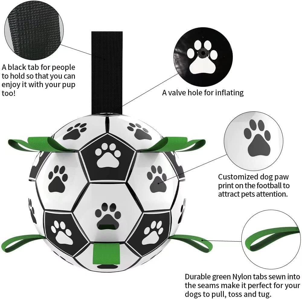 QDAN Dog Toys Soccer Ball with Straps, Puppy Birthday Gifts, Interactive for Tug of War, Durable Balls for Small & Medium Dogs(6 Inch) - Image 6