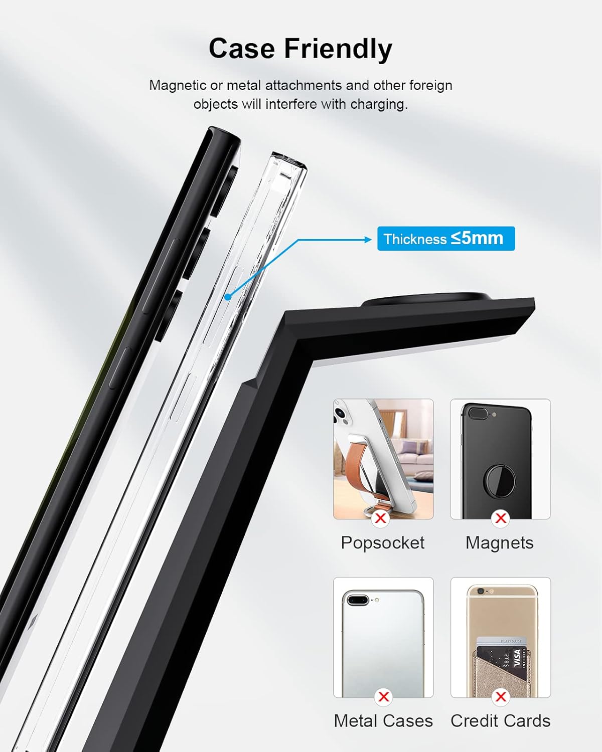 NANAMI Wireless Charger for Samsung - 3 in 1 Charging Station for Multiple Devices, Fast Charger Stand for Galaxy S25 S24 S23 S22 S21 Ultra Z Flip Fold 4, Galaxy Watch 6/5/5 Pro/4/3, Galaxy Buds 2 Pro - Image 5