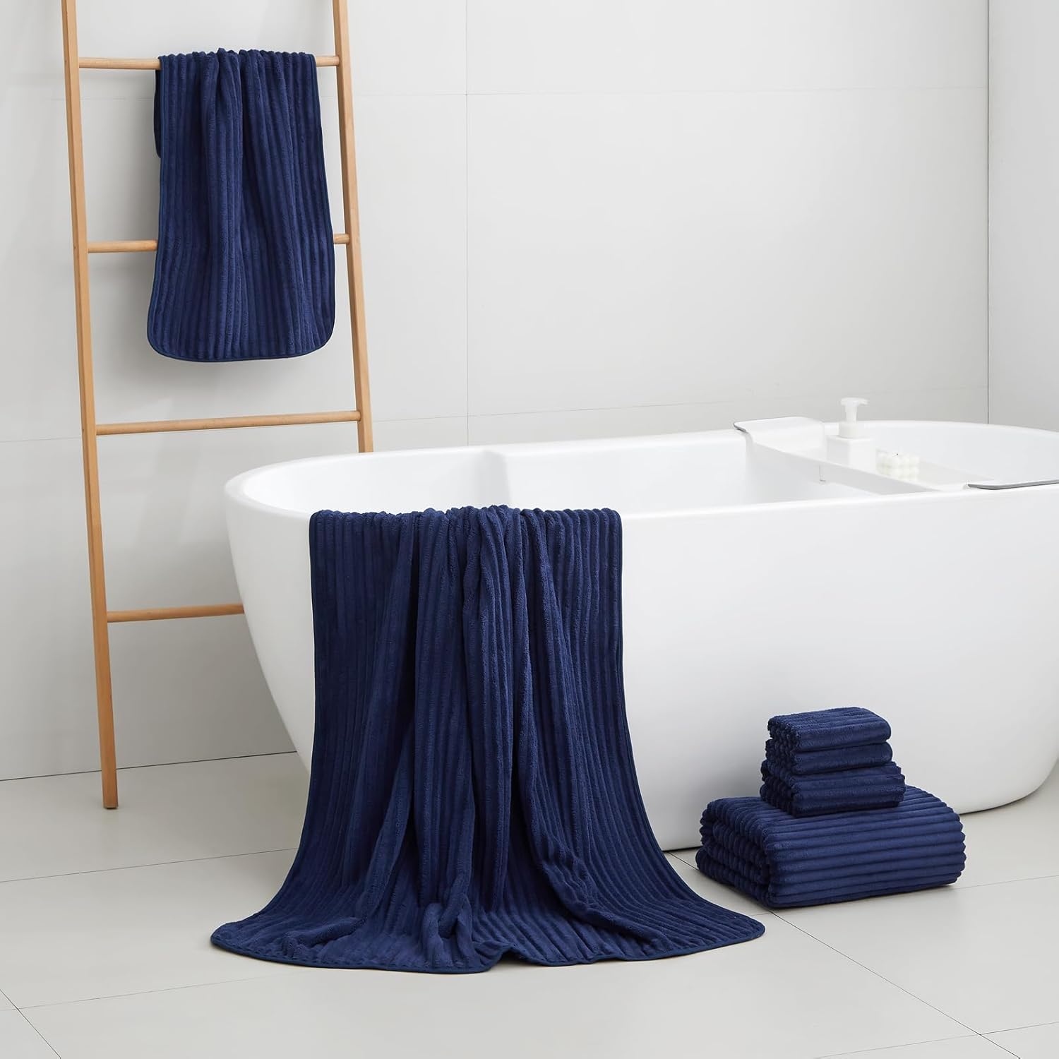Extra Large Bath Towel Set of 6 (40"x80"),Oversized Bath Sheet Super Soft Highly Absorbent Microfibers Quick Dry Luxry Shower Towel for Bathroom Spa Gym Hotel Yoga(Navy Blue, 6Piece) - Image 4