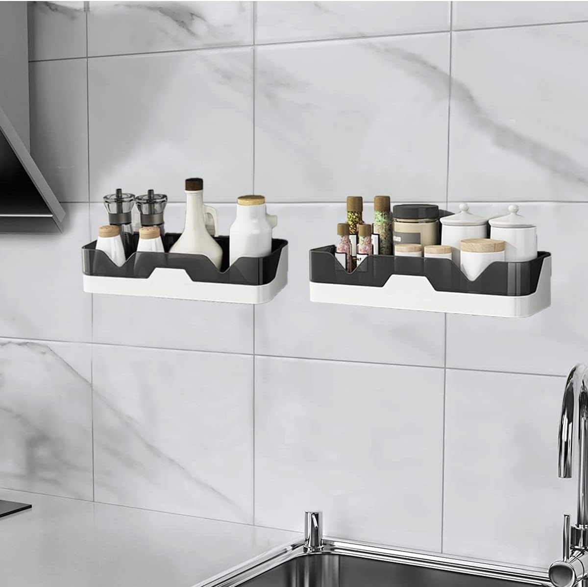 Shower Caddy Adhesive Shower Shelf for Bathroom: Premium Wall Mount Bathroom Organizer Shelf - No Drilling Corner Sower Organizer - Upgraded Rustproof Kitchen Storage Rack (2 Pcs) - Image 6