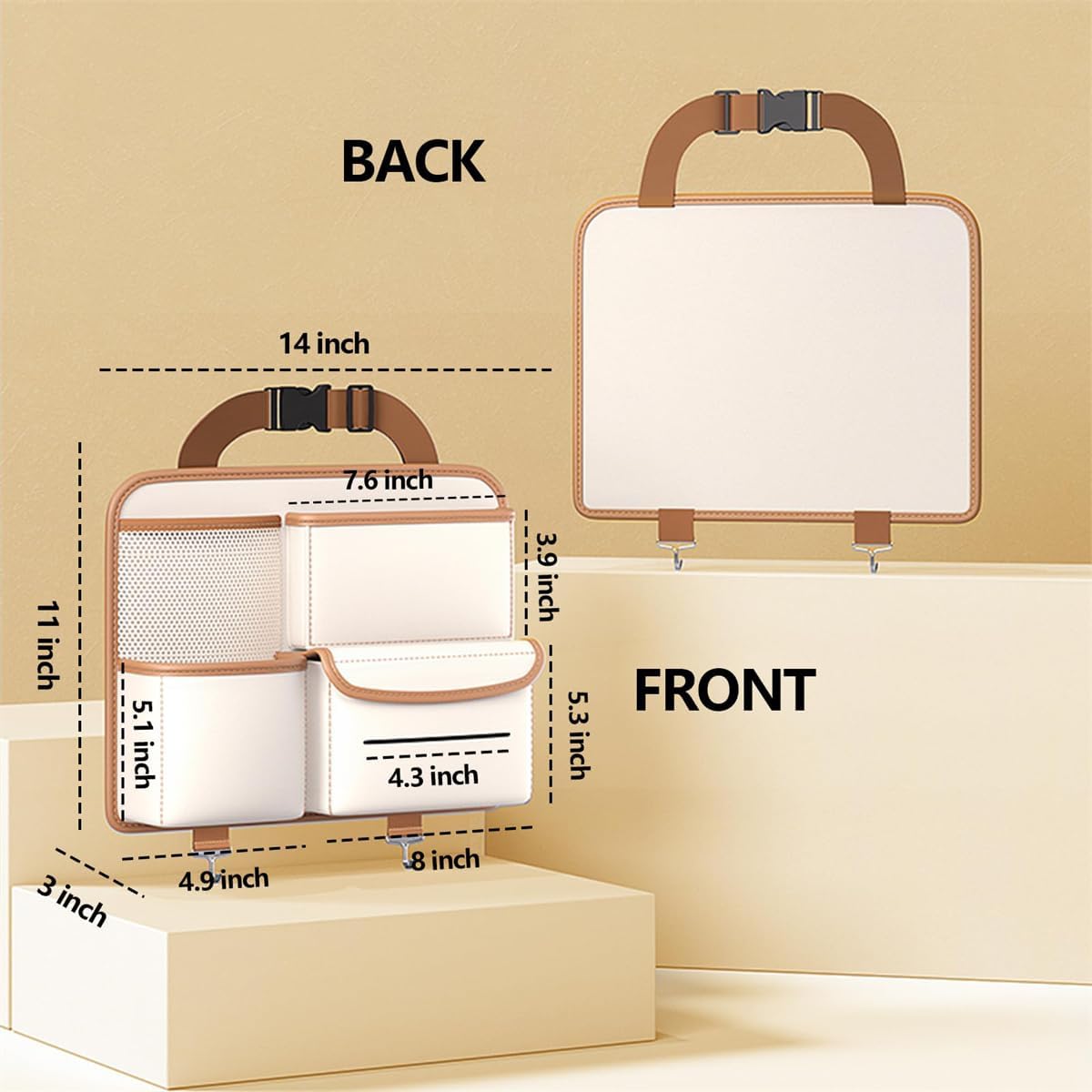 TERRIFI Backseat Organizer, Hanging Storage Bag, Travel Accessories, PU Leather, Compatible With Most Vehicles, Inner Car Accessories - Image 7