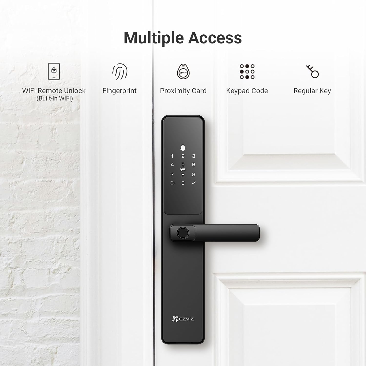 EZVIZ Smart Lock Y2000, 7-in-1 Smart Door Lock & Keyless Entry Door Lock, Built-in Wifi Fingerprint Access, Weather-Resistant, Child Safety Lock for Home, Apartment, Villa, Office, Hotel (5085) - Image 4