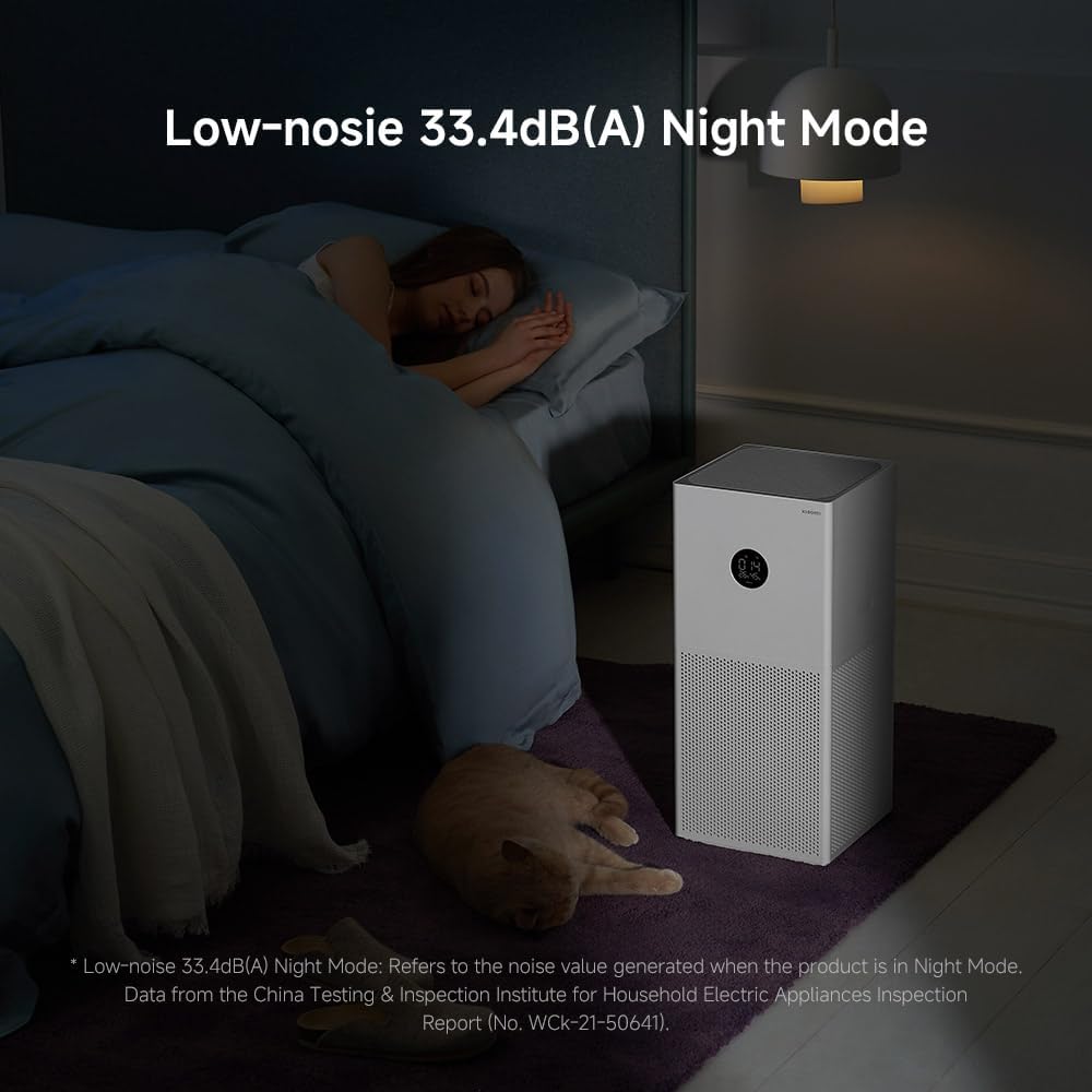 Xiaomi Smart Air Purifier 4 Lite with 75m² Coverage, App/Voice Control, Suitable For Large Room, 360 m³/h PCADR, Oled Touch Screen Display - Mi Home App, Works With Alexa - White - Image 7