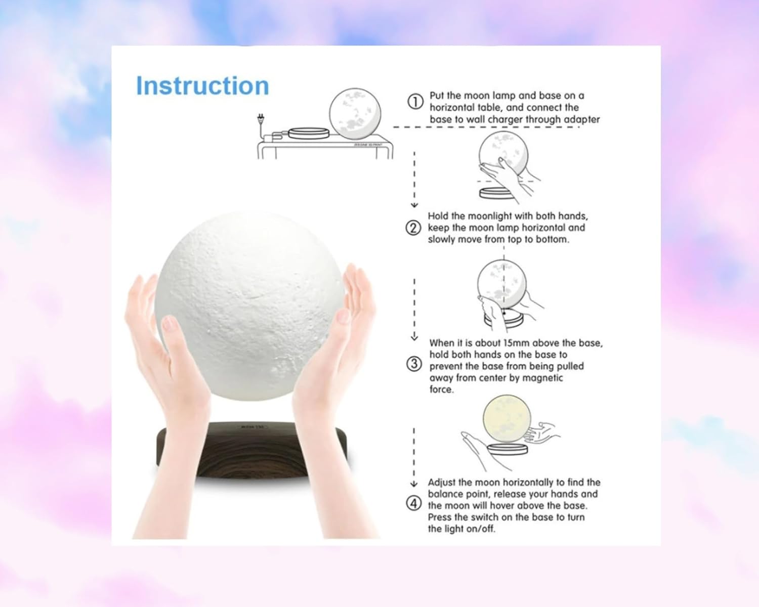 PeacePlanet Floating Moon Lamp, Gift, LED Table Lamp, Levitate & Rotate in Air, Night Light, Multicolor, Touch Control, Gift for Girlfriend, Mom, Birthday, Anniversary, Home Décor, Office - Image 7
