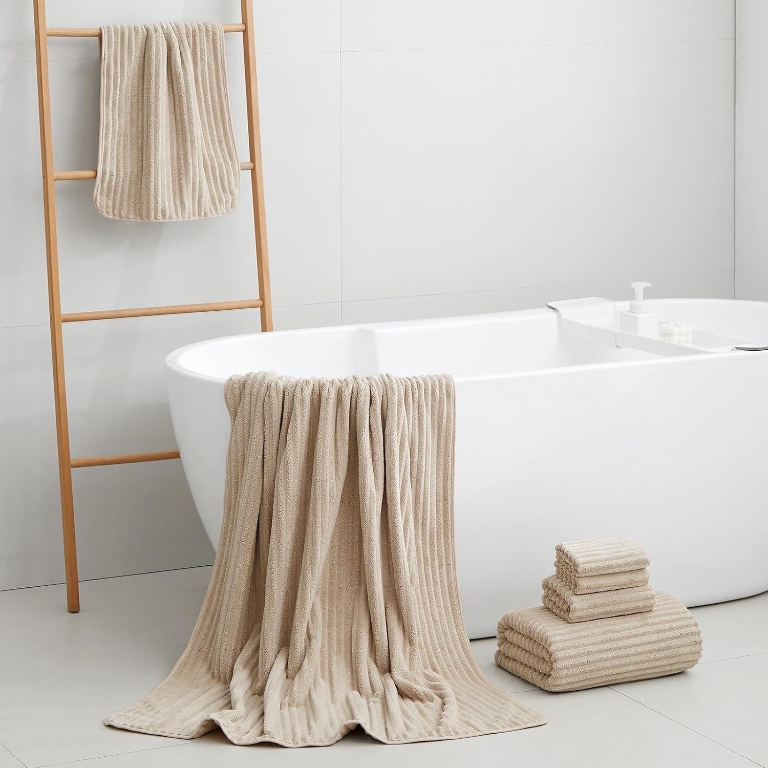 Extra Large Bath Towel Set of 6 (40"x80"),Oversized Bath Sheet Super Soft Highly Absorbent Microfibers Quick Dry Luxry Shower Towel for Bathroom Spa Gym Hotel Yoga(Beige, 6Piece) - Image 2