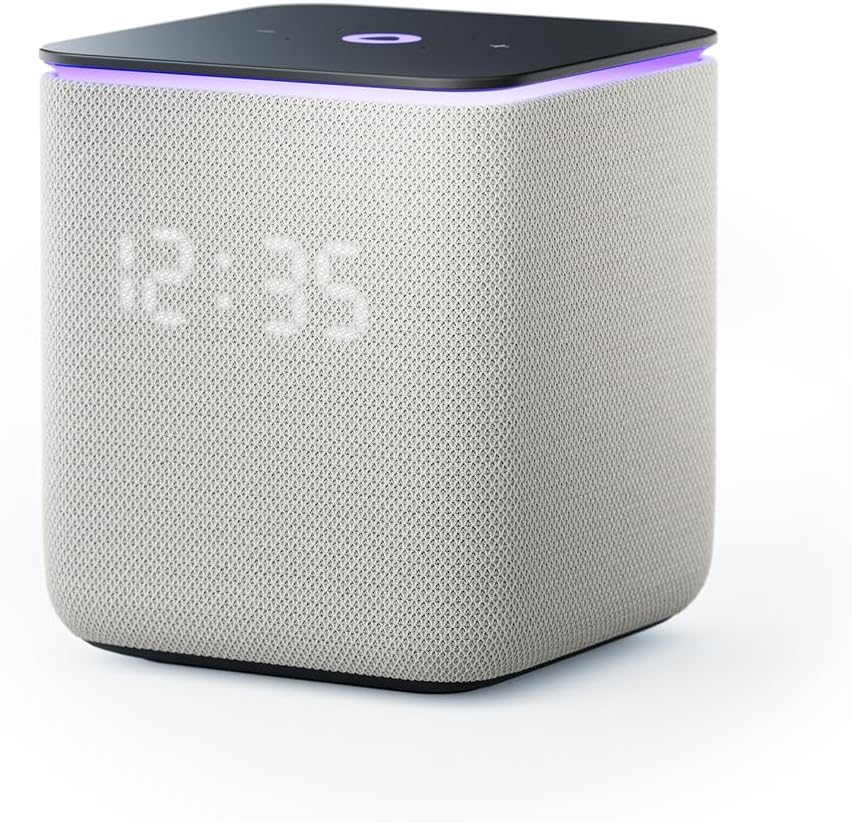 Yango Yasmina Midi Smart Speaker 24W with Room Correction & Zigbee Hub - Ambient Light Ring, Azan Prayer Times & Khaleeji Arabic & English, Quran Stories, Gray