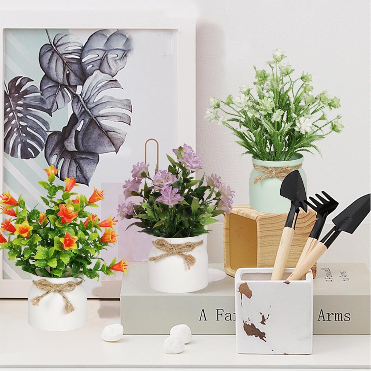 ALMEKAQUZ 6Pcs Artificial Pot Flowers, Small Fake Plants with Pot, Mini Potted Plants for House, Office, Tabletop Decoration - Image 5