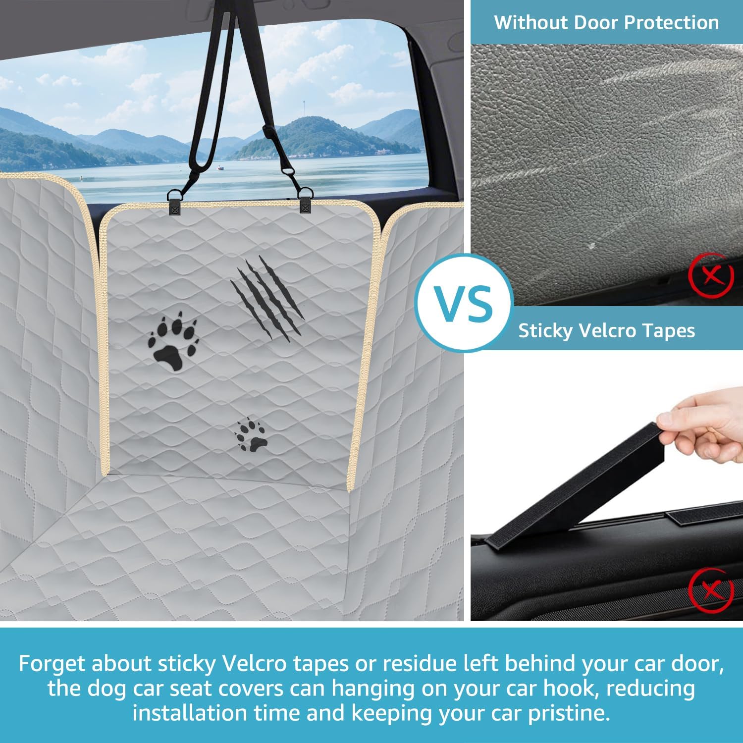 Lassie Dog Seat Covers for Cars Back Seat 100% Waterproof with Mesh Visual Window Durable Scratch Proof Nonslip Dog Car Hammock with Universal Size Dog Cover for Cars, Trucks & SUVs - Image 3