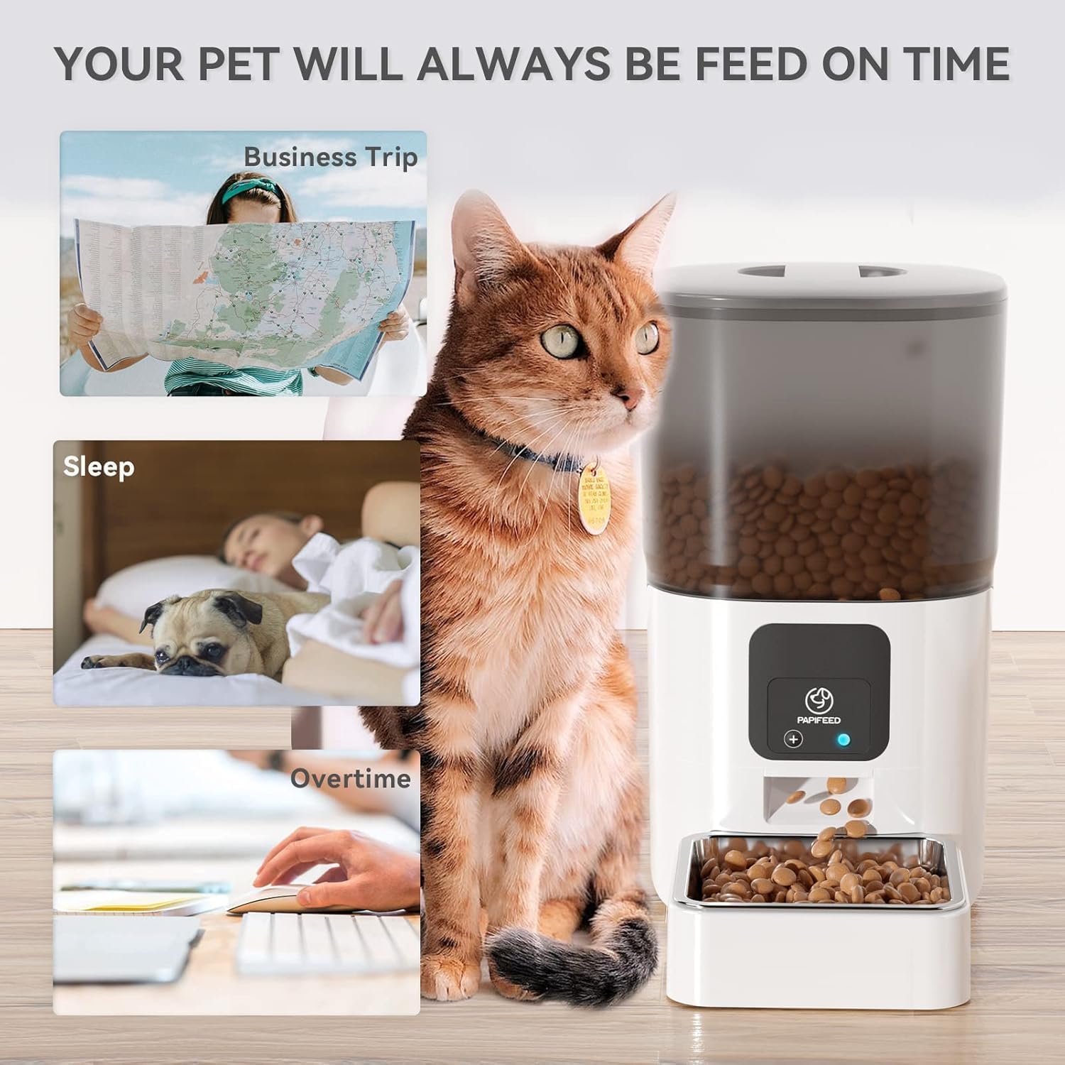 SKY-TOUCH Automatic Pet Feeder with WiFi App Remote Control, Remote Feeding, Detachable for Easy Clean, Automatic Cat Food Dispenser, 1-30 Meals Per Day (6L/25Cup) - Image 8