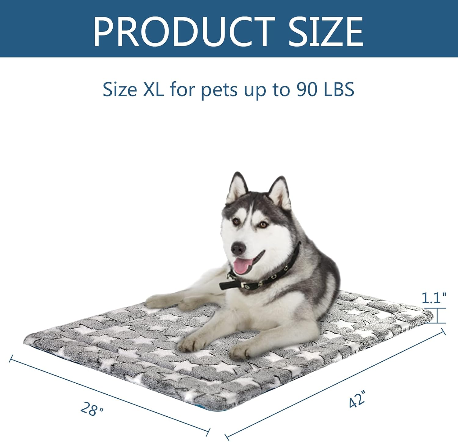 KROSER 24"/30"/36"/42"/48"/54" Dog Bed Reversible Mat (Warm & Cool) Stylish Pet Mat Pad High Density Foam Machine Washable Pet Bed for Dogs - Image 4