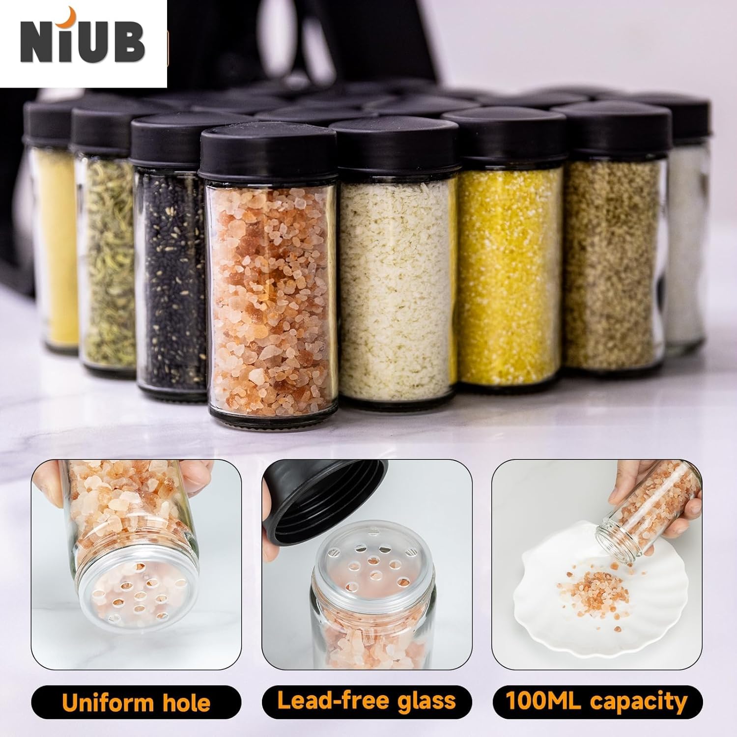 Rotating Spice Rack, Revolving Ferris Wheel Countertop Spice Organization with 18 Plastic Spice Jars, Countertop Spice Storage Rack for Families Kitchen - Image 6
