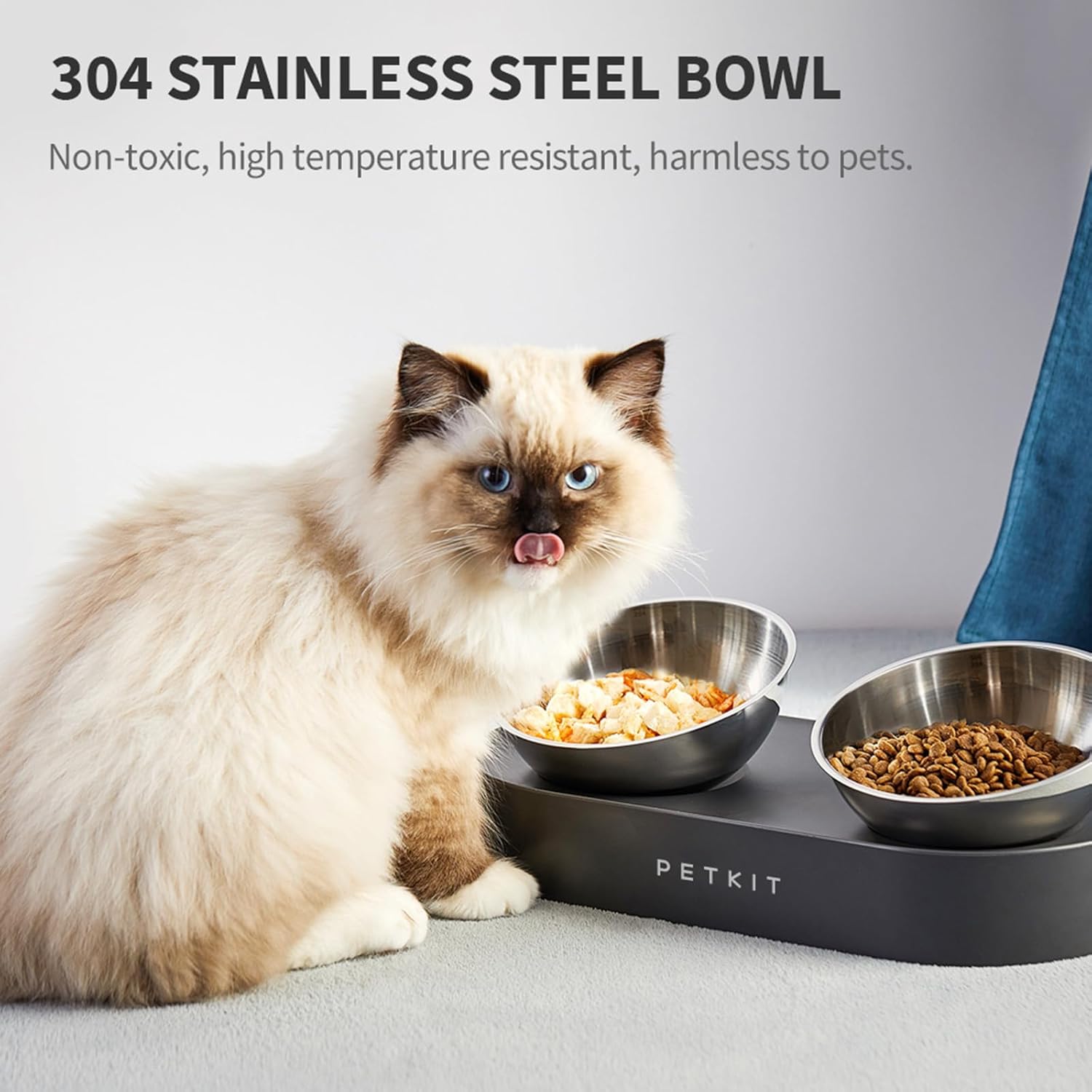 PETKIT CYBERTAIL Stainless Steel Raised Bowl, Inclined Food and Feeding Bowls, Non-Slip, No Spill for Cats and Small Dogs - Image 2