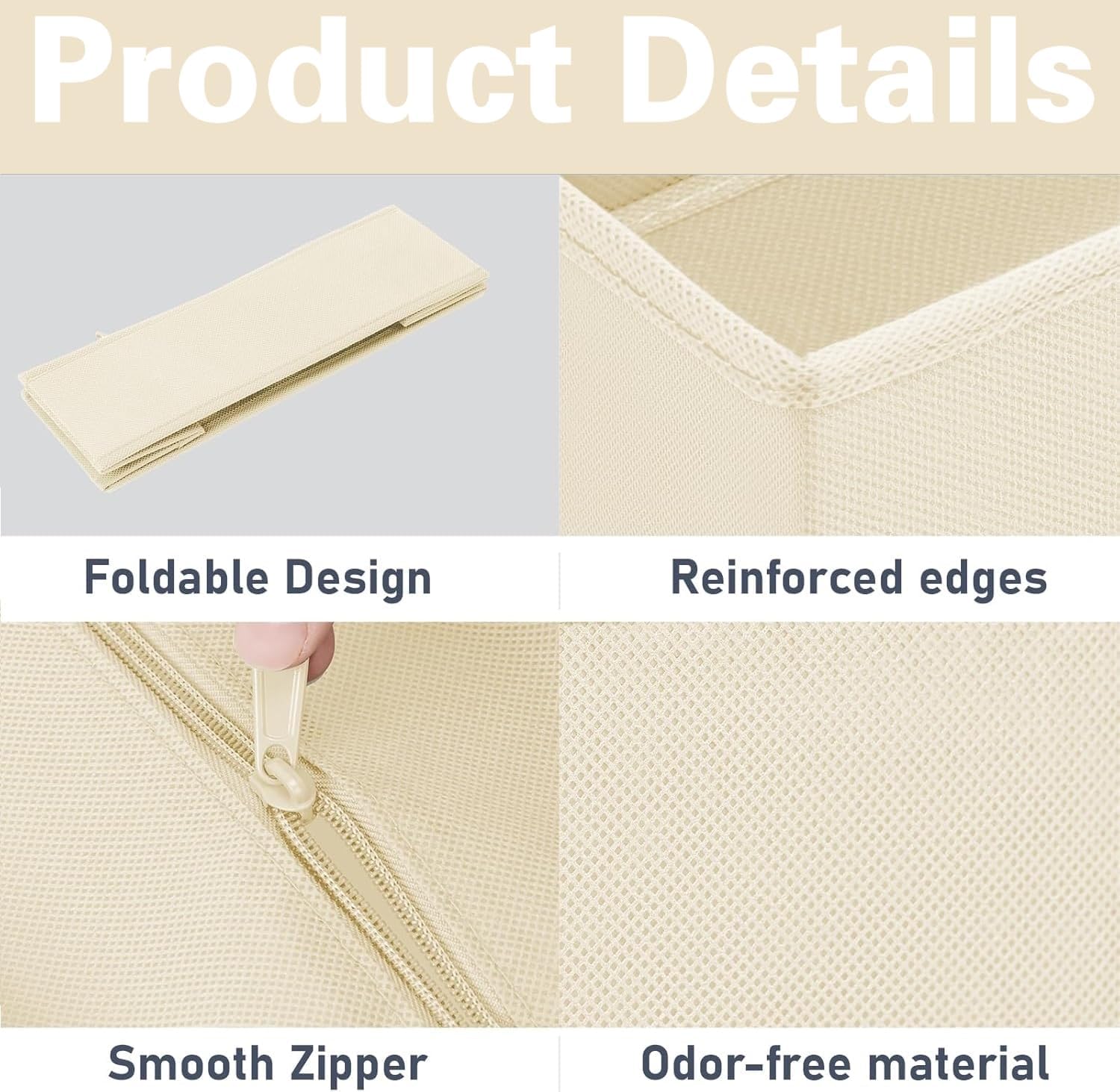 Beauenty Drawer Organizer, 12 Pack Closet Organizers and Storage, Underwear Organizers, Foldable Dresser Dividers, for Underwear, Socks, Clothes, Bras, Pants, Jeans(Beige) (12) - Image 3