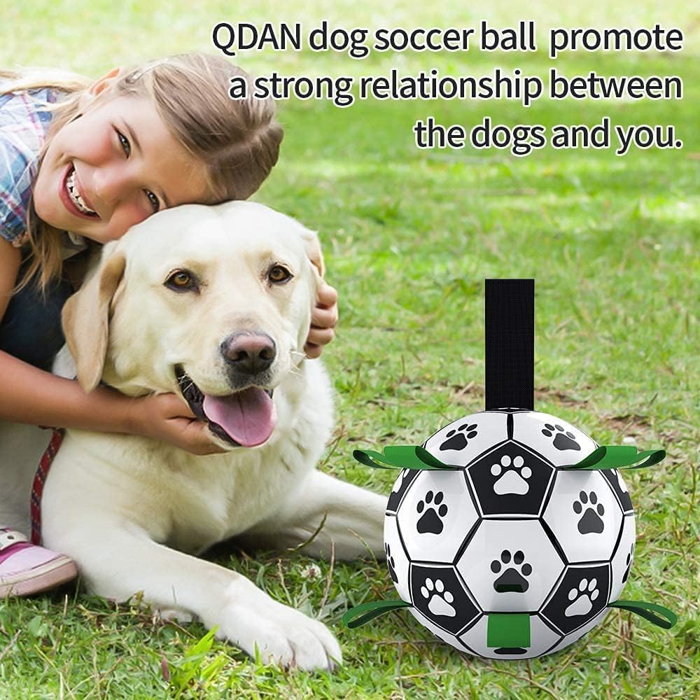 QDAN Dog Toys Soccer Ball with Straps, Puppy Birthday Gifts, Interactive for Tug of War, Durable Balls for Small & Medium Dogs(6 Inch) - Image 3