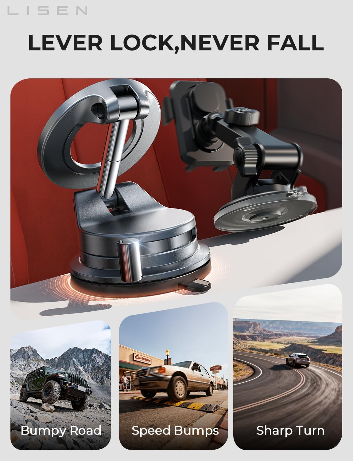 LISEN for 2026 Magsafe Car Mount, Suction Mobile Holder for Car, Car Phone Holder Magnetic, Gift for Men, Car Accessories Interior for iPhone 17 16 15 14 13 Pro Max حامل موبايل للسيارة - Image 4
