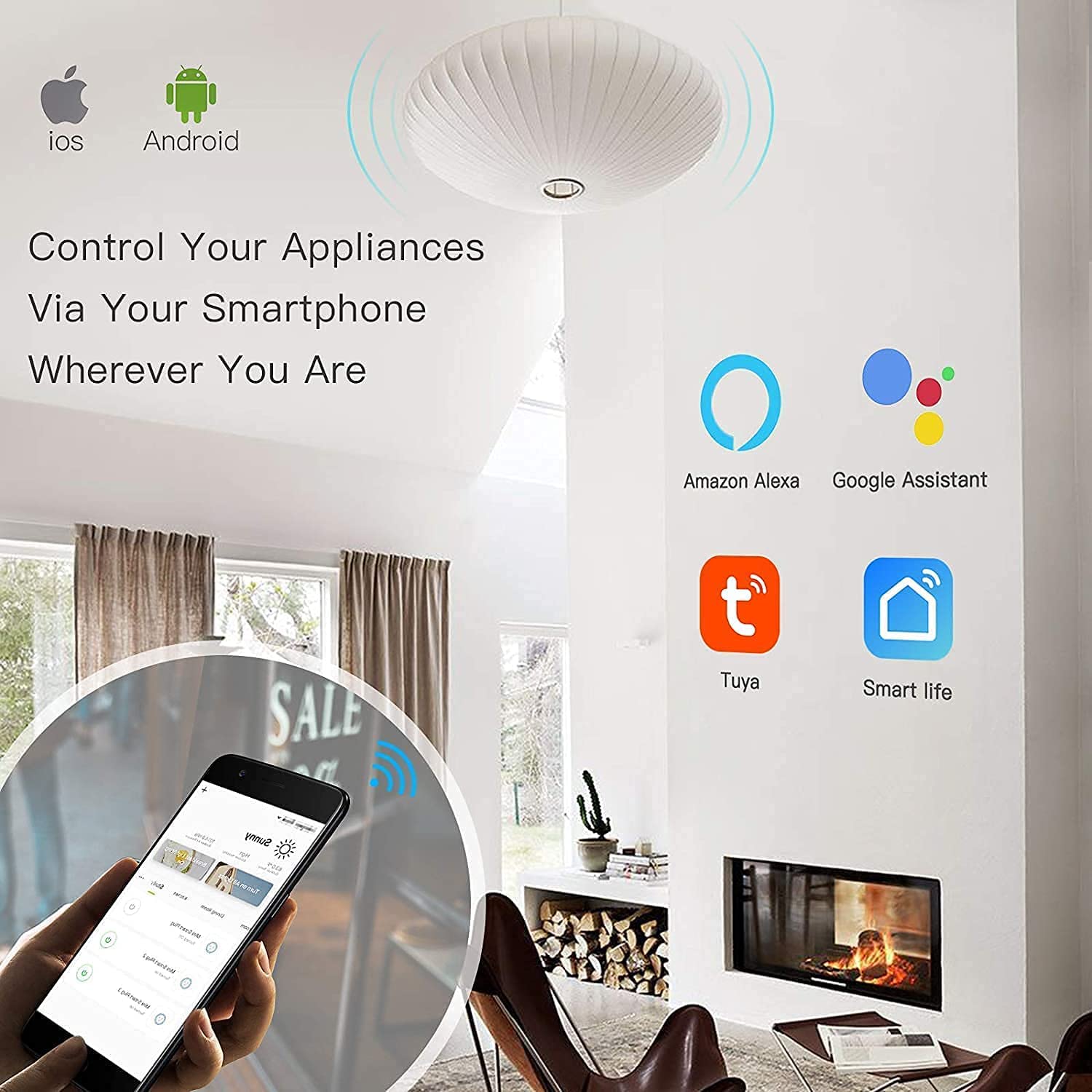WiFi Smart Wall Light Switch, No Neutral Wire Required, No Hub Required, Compatible with Alexa and Google Home, APP Remote Control, Timing Function, Voice Control (White, 2 Gang) - Image 3