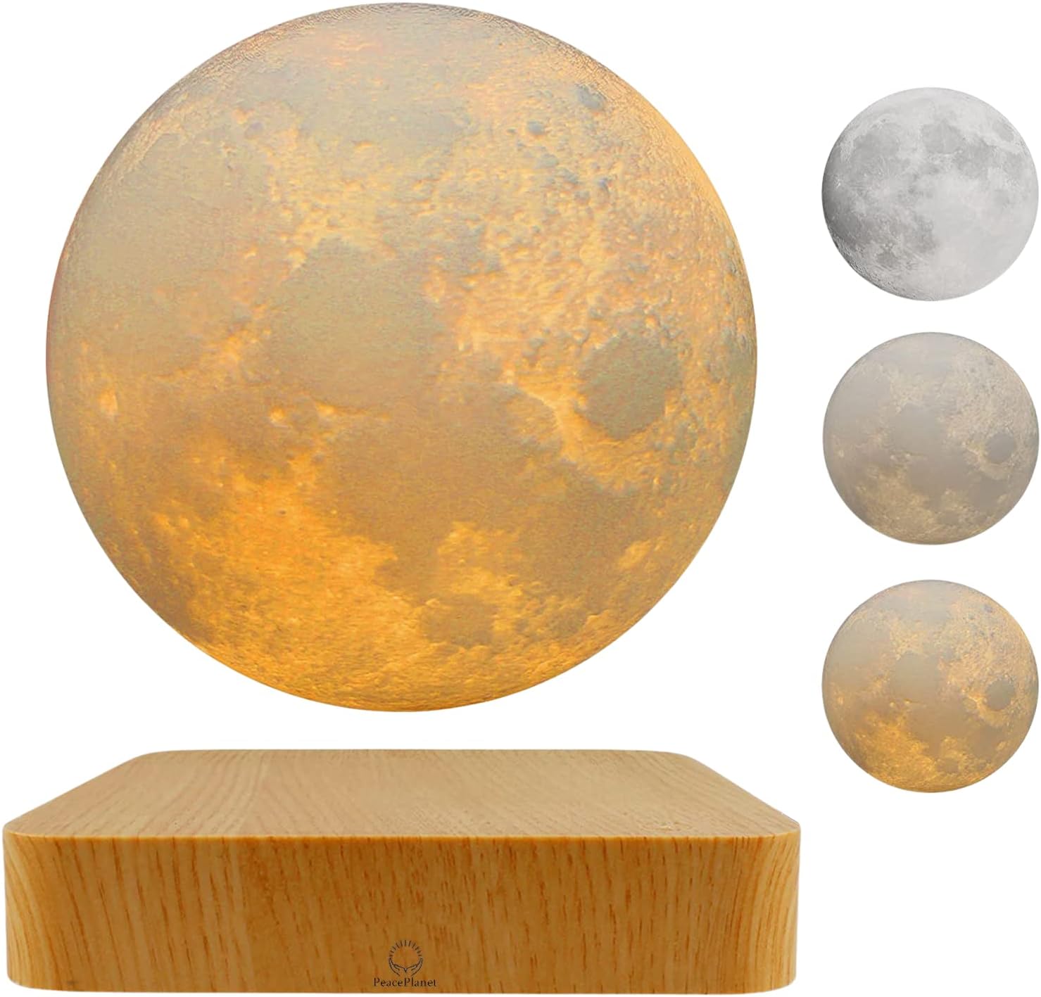 PeacePlanet Floating Moon Lamp, Gift, LED Table Lamp, Levitate & Rotate in Air, Night Light, Multicolor, Touch Control, Gift for Girlfriend, Mom, Birthday, Anniversary, Home Décor, Office