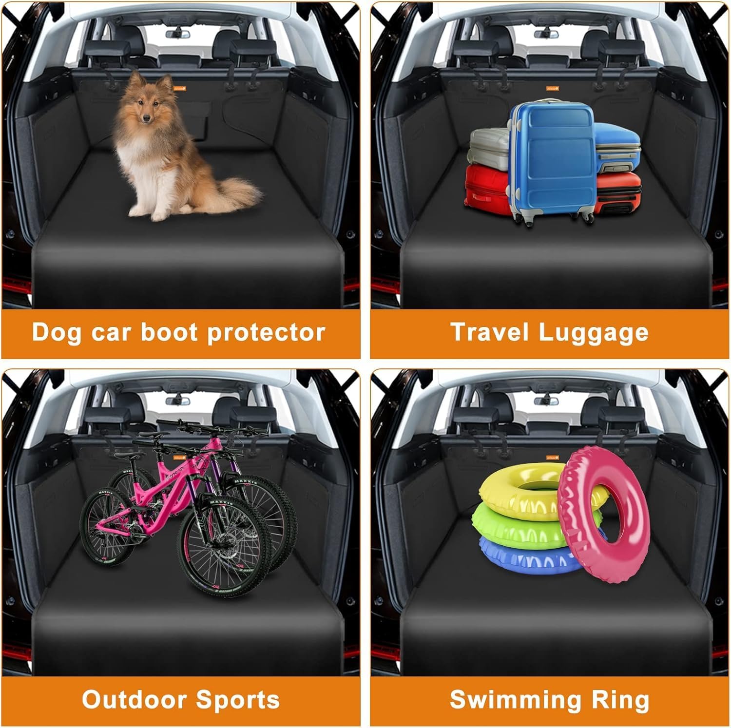 Alfheim Car Boot Liner Protector - Nonslip Waterproof Pet Dog Back Seat Cover - Durable Washable Cargo Cover Mat Travel, Universal for Medium Small Car Truck SUV (Black) - Image 7