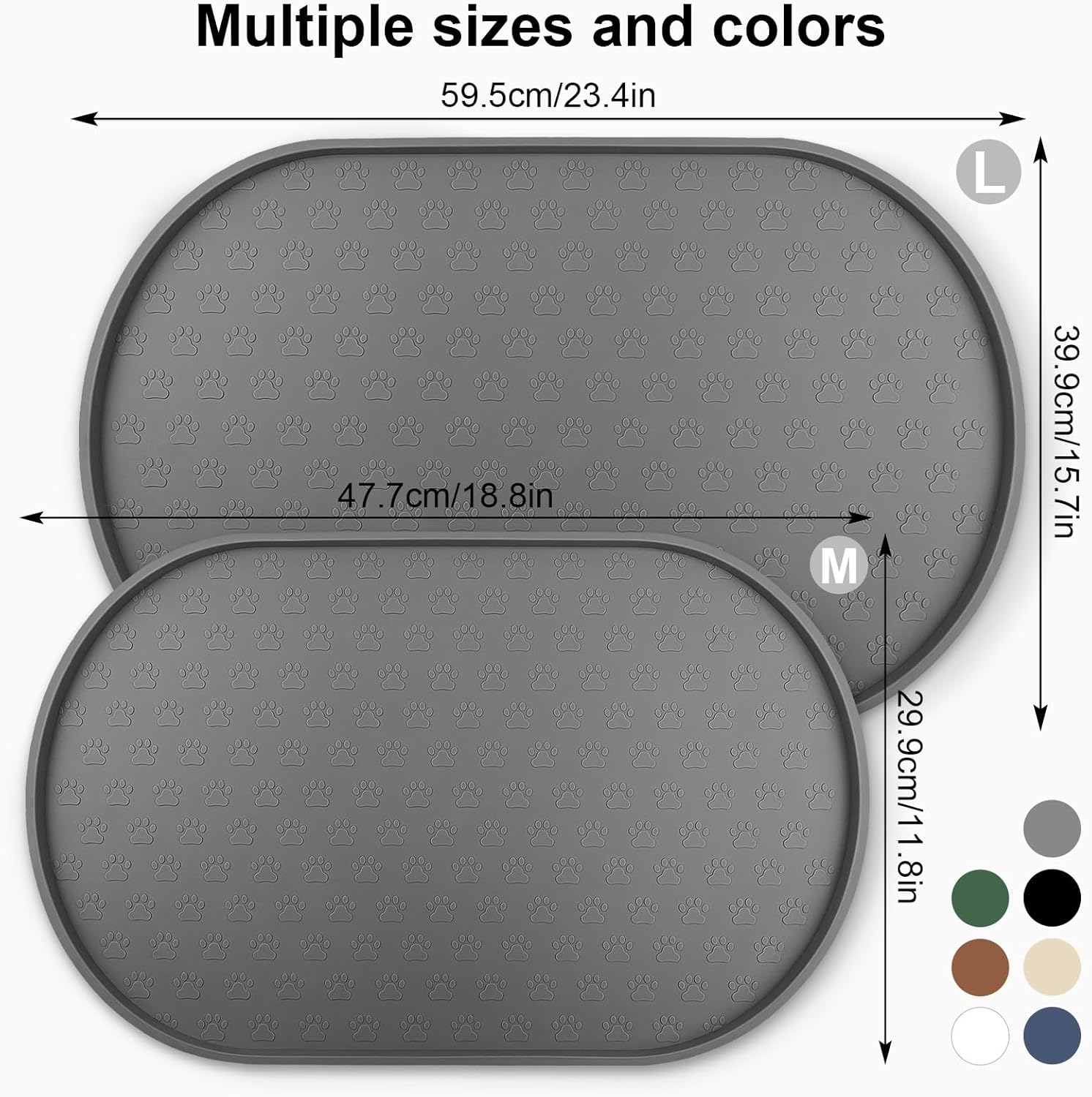 Kpwacd Pet Feeding Mat For Dogs And Cats, Silicone Dog Placemat Non-Slip Waterproof Bowl Mats Prevent Food Water Overflow, High-Lips Puppy Dish Tray Suitable Large Medium Small Pets, Grey - Image 2