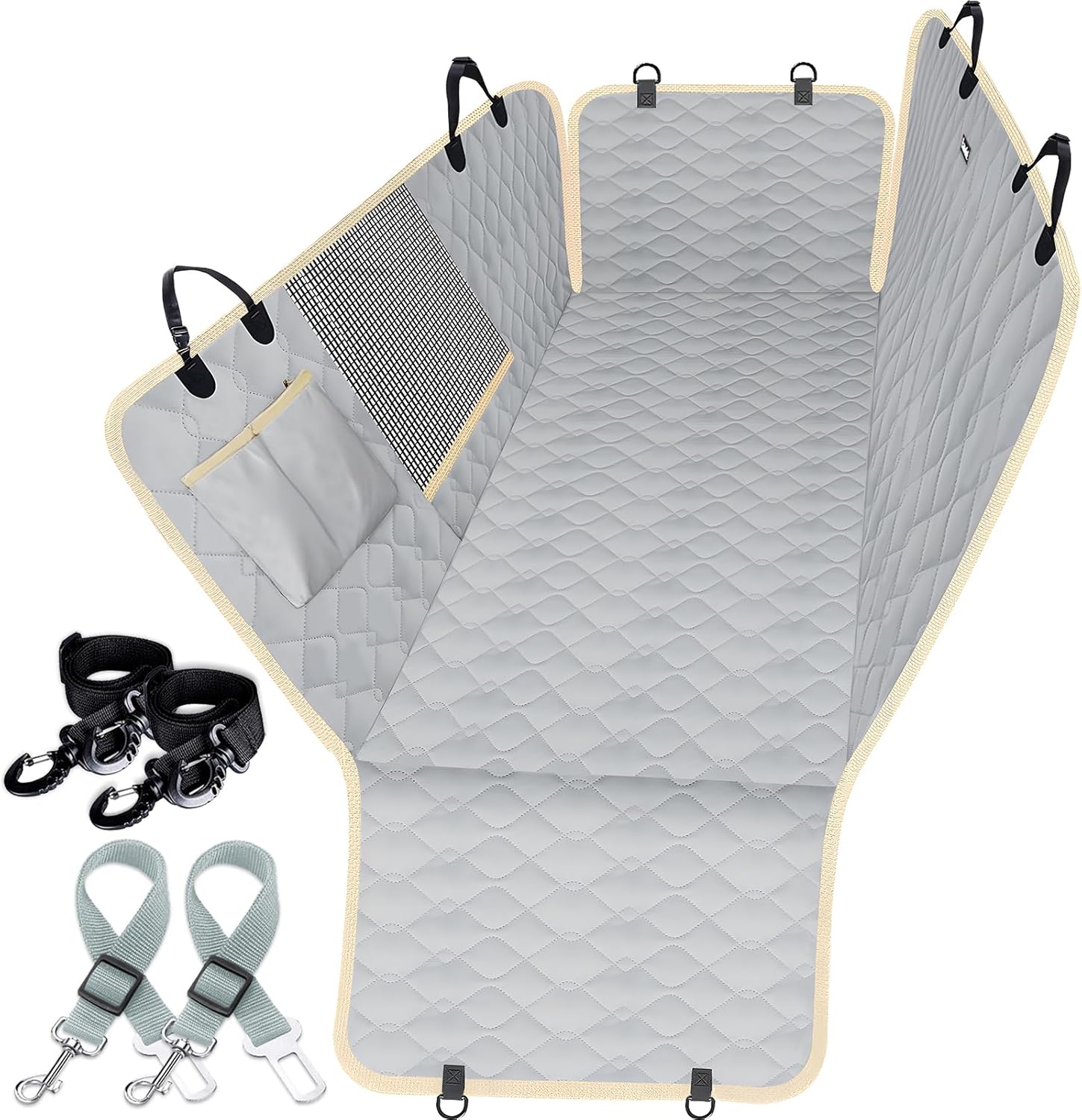 Lassie Dog Seat Covers for Cars Back Seat 100% Waterproof with Mesh Visual Window Durable Scratch Proof Nonslip Dog Car Hammock with Universal Size Dog Cover for Cars, Trucks & SUVs