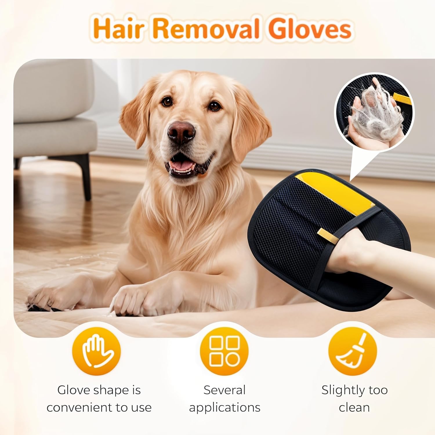 Cat & Dog Hair Remover Glove | Gentle Grooming & Deshedding Brush | Reusable Lint Remover Tool for Furniture, Couch, Clothes & Car Seats | Washable Pet Supplies | Lint Roller (Set Of 2) - Image 2