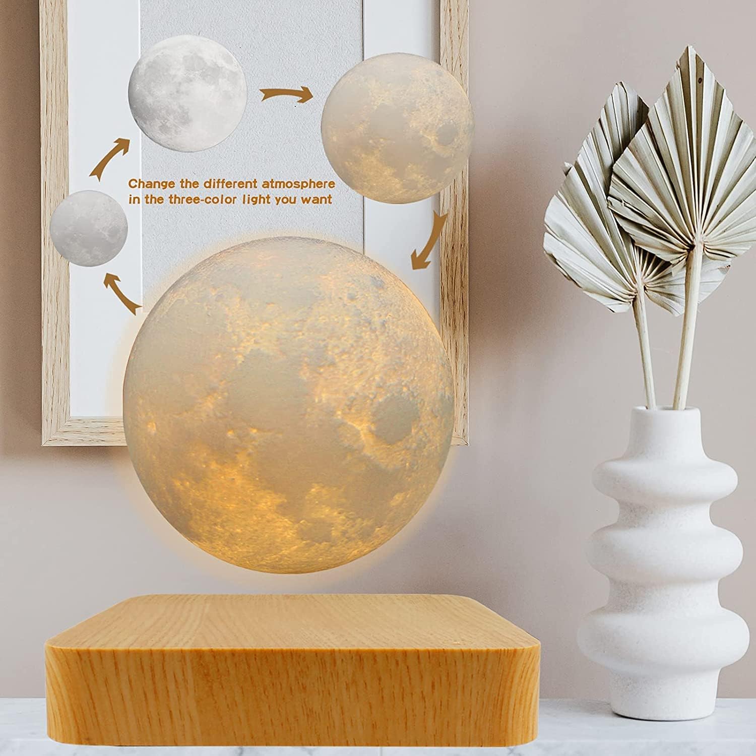 PeacePlanet Floating Moon Lamp, Gift, LED Table Lamp, Levitate & Rotate in Air, Night Light, Multicolor, Touch Control, Gift for Girlfriend, Mom, Birthday, Anniversary, Home Décor, Office - Image 2