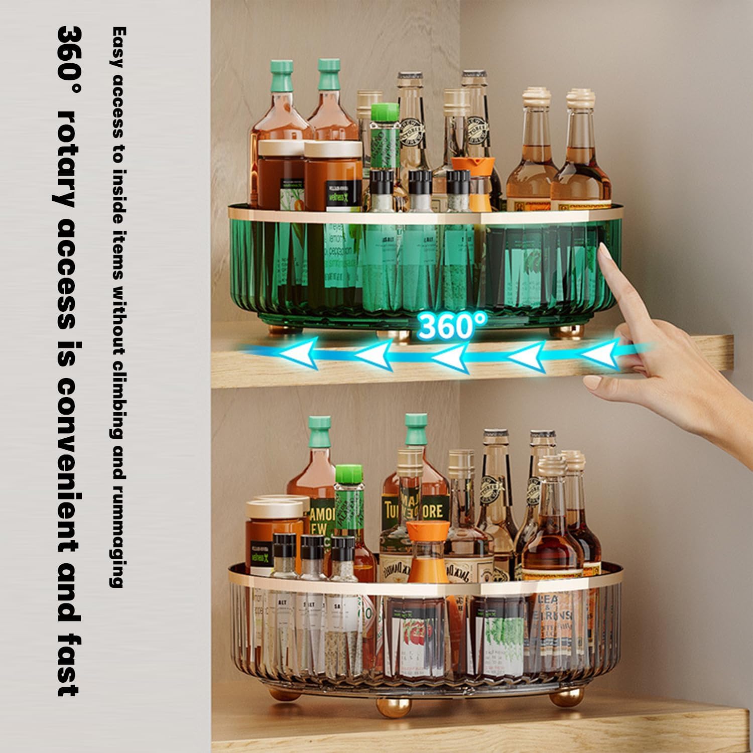 Jorunb Lazy Pantry Organizers Storage, Turntable Organizer, 360 Rotating Storage Rack for Kitchen, Pantry, Cabinet, Dining Table, Fridge, Countertop, Vanity, Food Storage - Image 5