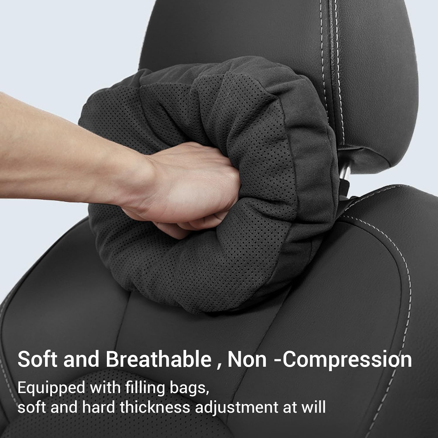THMINS Car Neck Pillows, for headrests,for Travel Interior Accessories and Suede Support Head Pillows, Balance Neck Pillow Designed to Relieve Neck Pain and Muscle Tension - Image 2