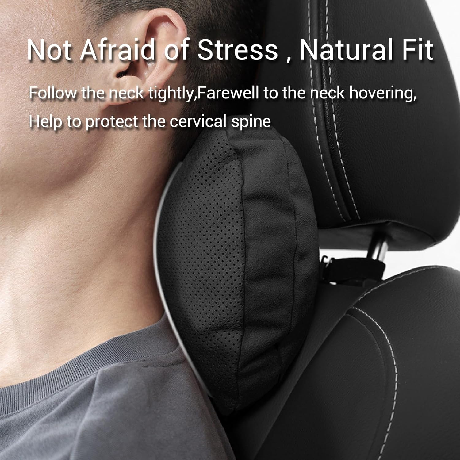 THMINS Car Neck Pillows, for headrests,for Travel Interior Accessories and Suede Support Head Pillows, Balance Neck Pillow Designed to Relieve Neck Pain and Muscle Tension - Image 3