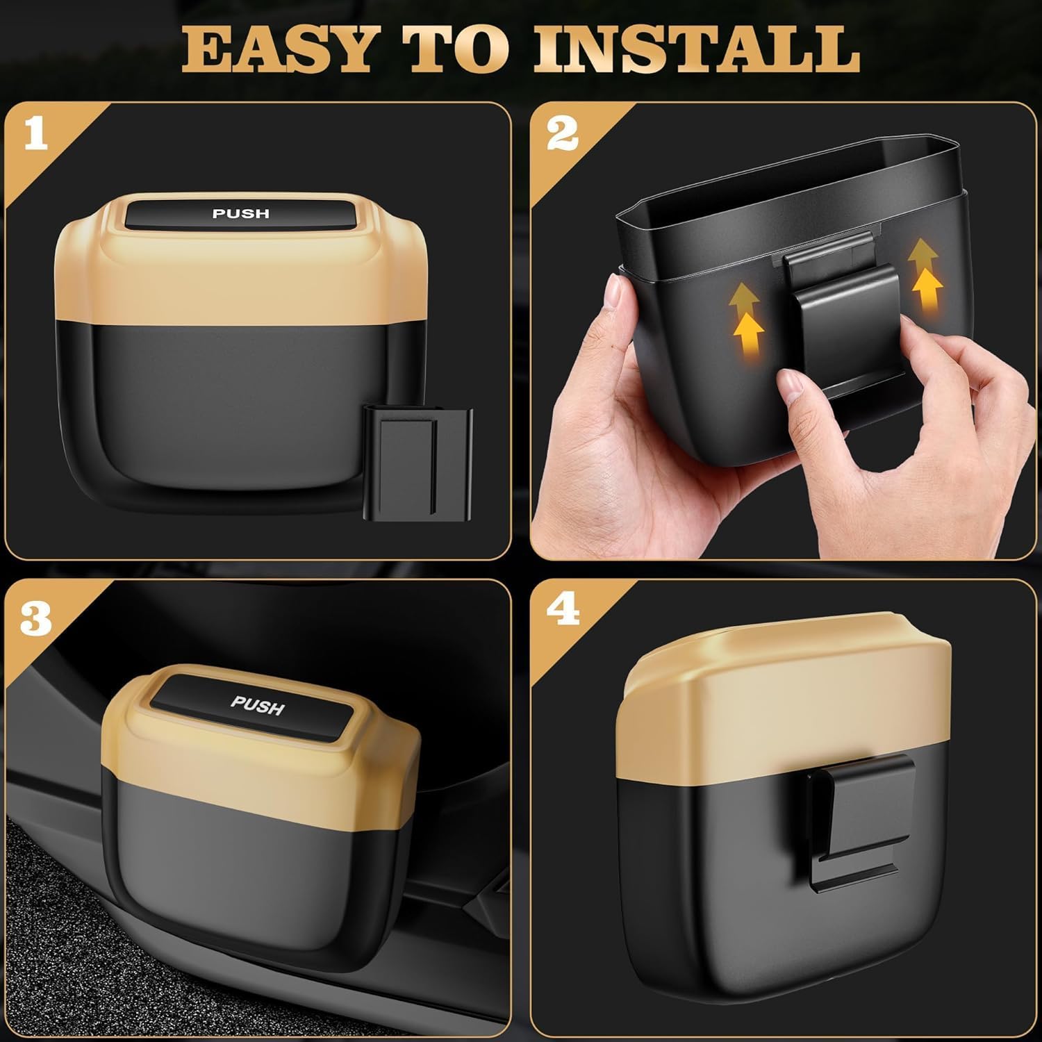 Azonee Car Trash Can with Lid, Built-in Storage Garbage Bag, Leakproof Vehicle Trash, Car Accessories for Interior, Mini Garbage Bin for Automotive Home Office Kitchen Bedroom with 30pcs Trash Bags - Image 6